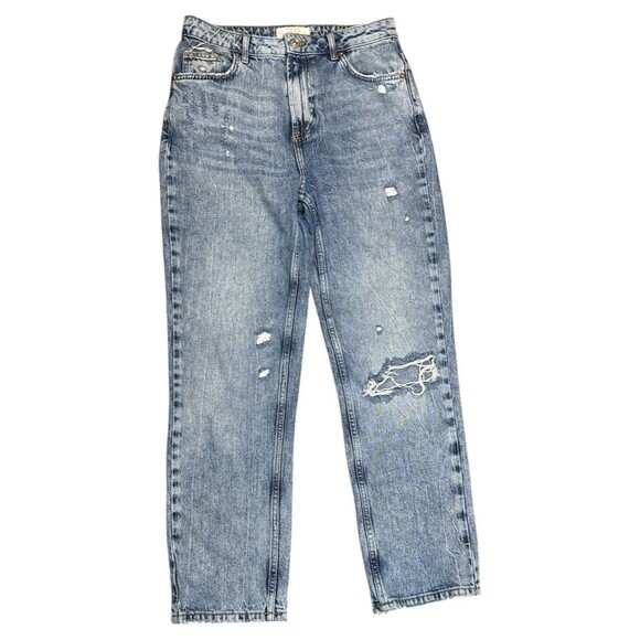 We The Free Denim - We the Free People Dakota Straight Leg Jeans Denim Distressed High Rise Size 28
